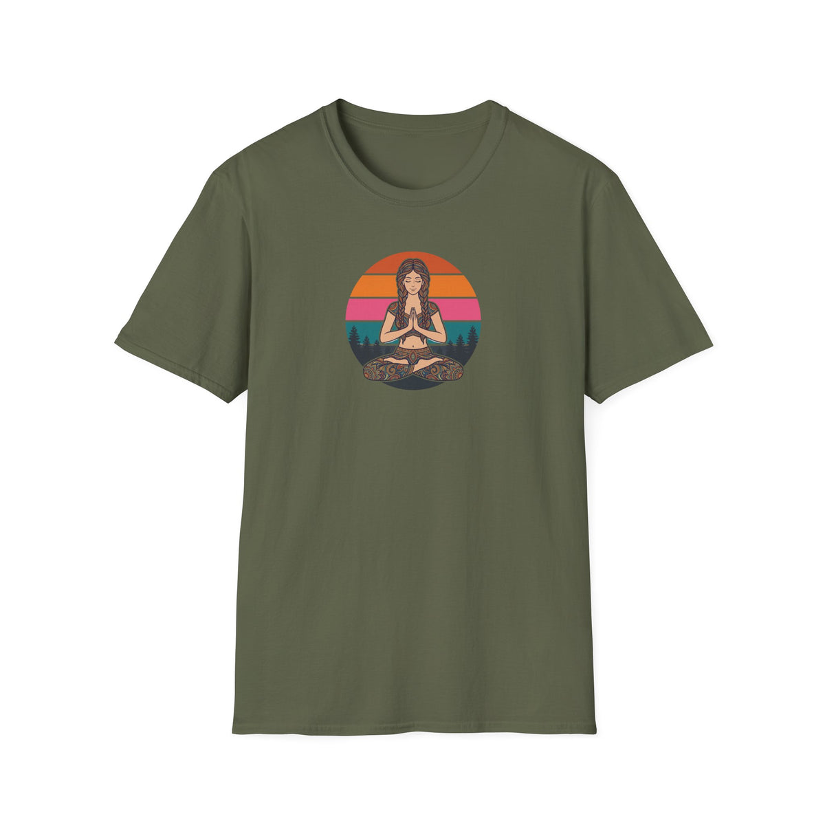 Retro Sunset Lotus Pose T-Shirt