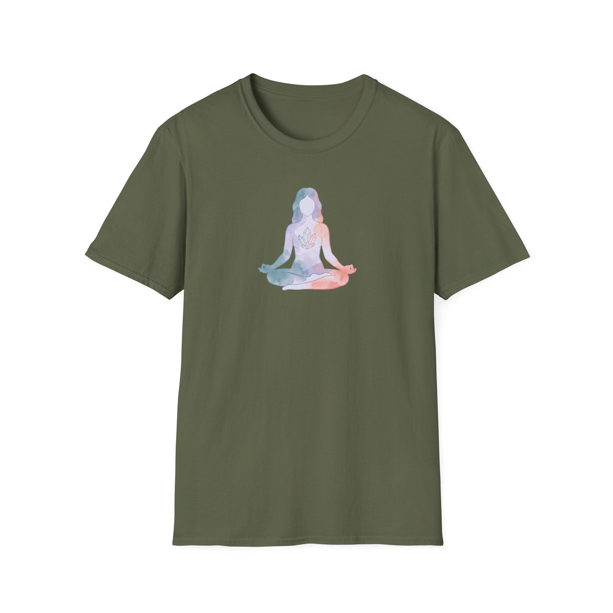 Watercolor Crystal Lotus Pose T-Shirt
