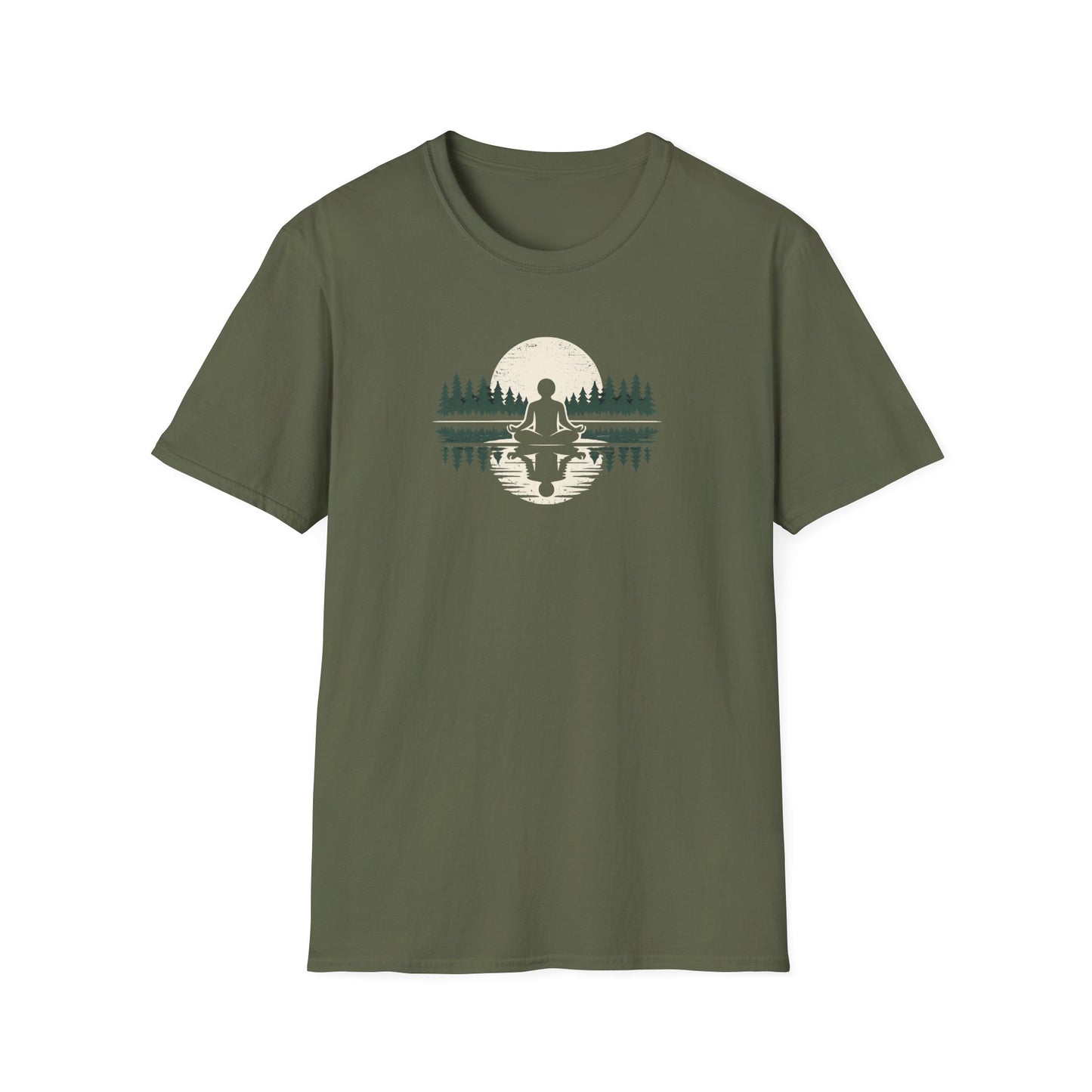 Trees & Moon Reflection Lotus Pose T-Shirt
