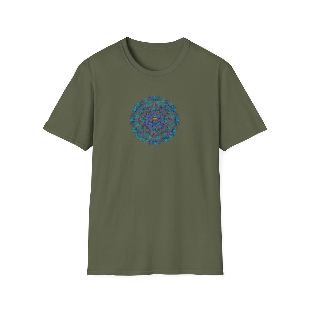 Blue Lotus Floral Mandala T-Shirt