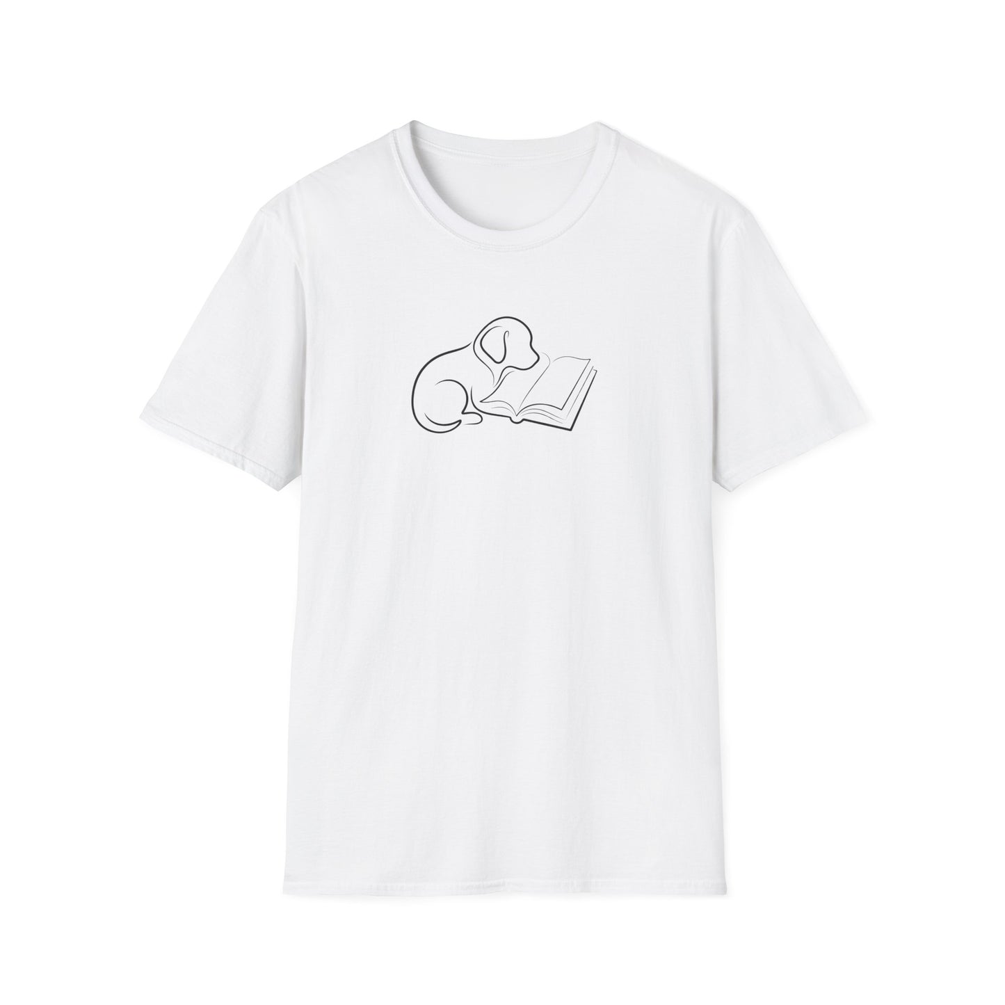 Line Art Dog with Book T-Shirt