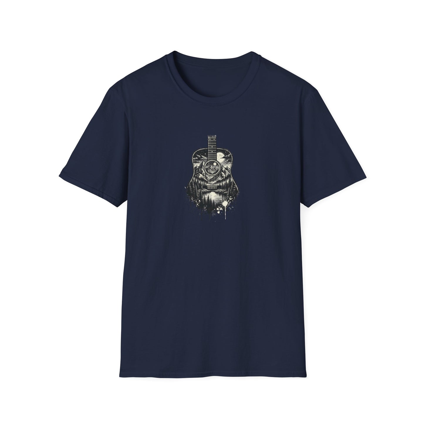 Black and White Mountain Guitar T-Shirt