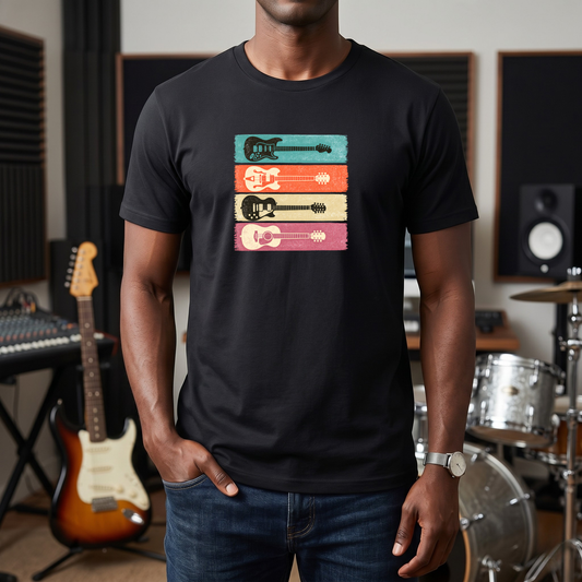 Four Color Guitar Types T-Shirt