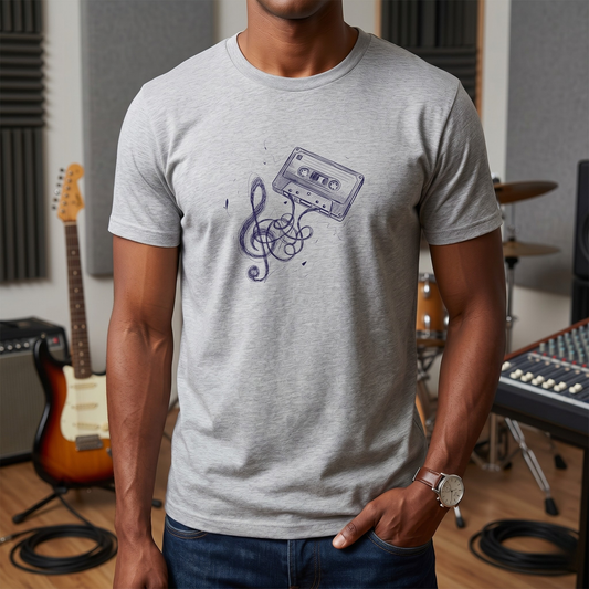 Drawn Music Note Cassette T-Shirt
