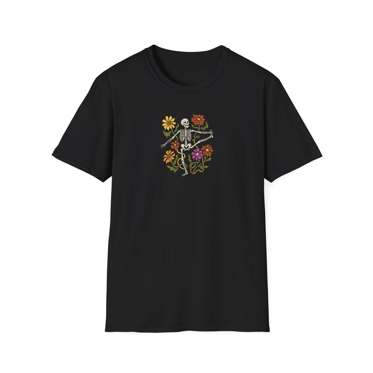 Retro Floral Yoga Skeleton T-Shirt
