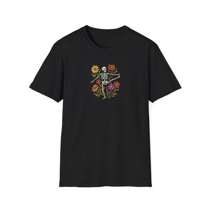 Retro Floral Yoga Skeleton T-Shirt