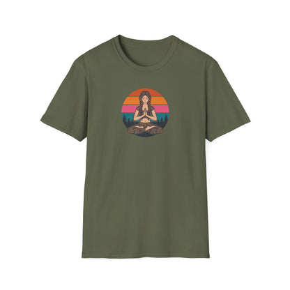 Retro Sunset Lotus Pose T-Shirt