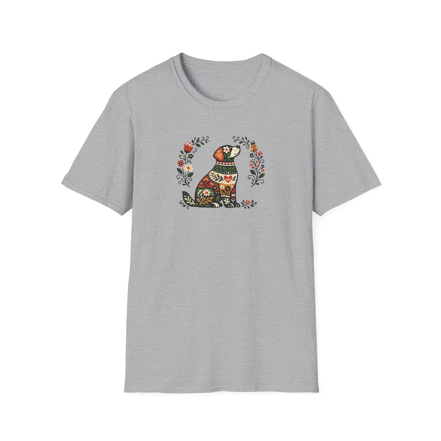 Floral Sitting Dog T-Shirt