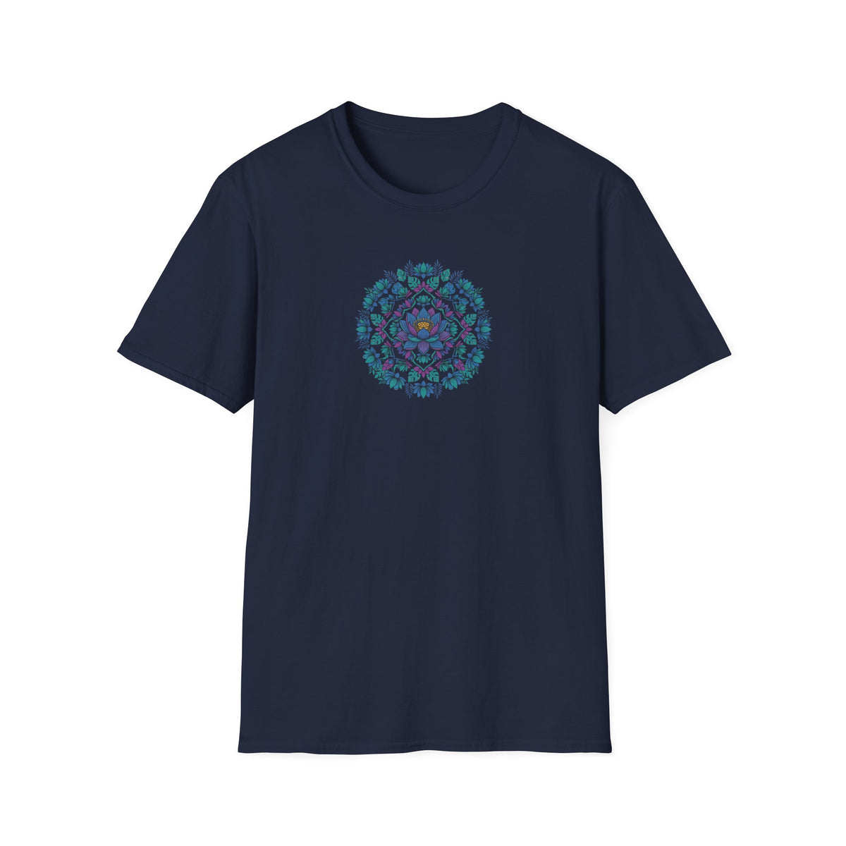 Blue Lotus Floral Mandala T-Shirt