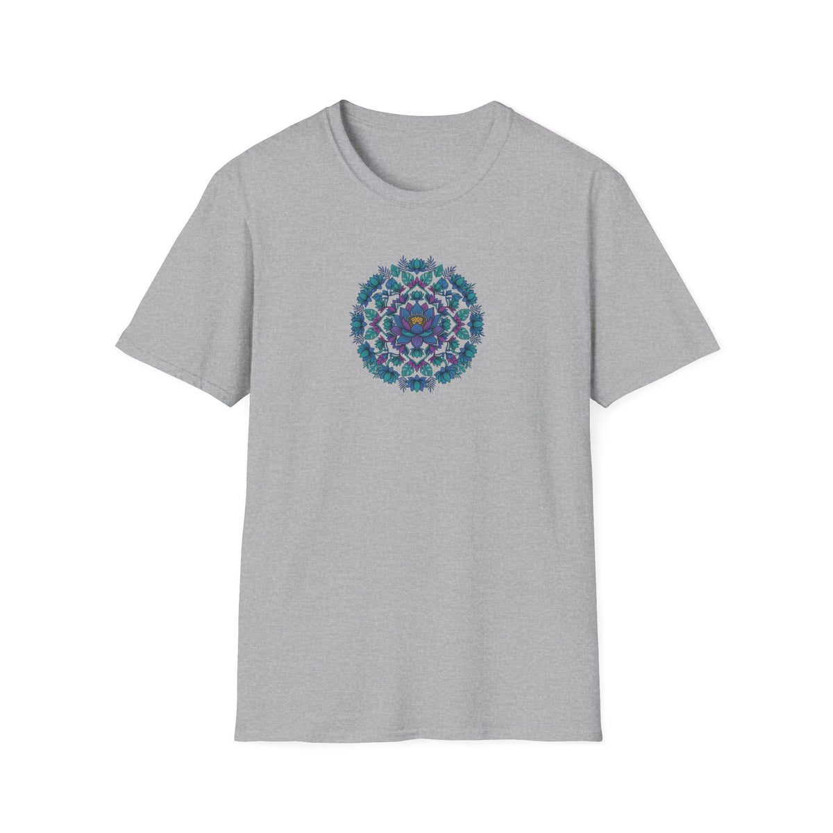 Blue Lotus Floral Mandala T-Shirt