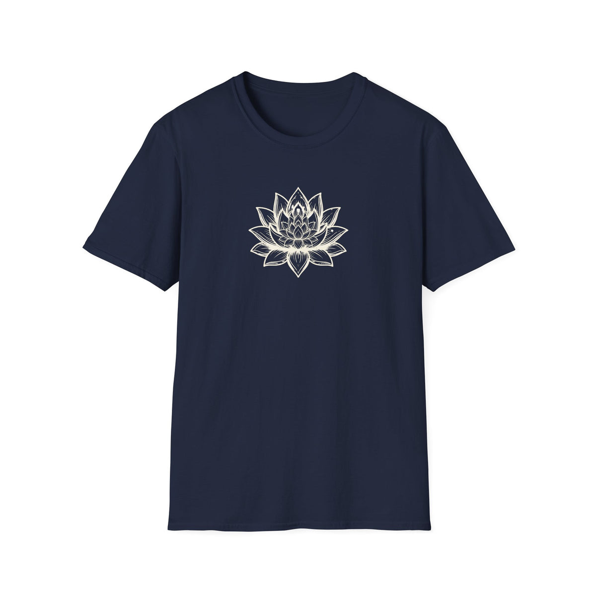 Monochrome Zen Lotus Flower T-Shirt