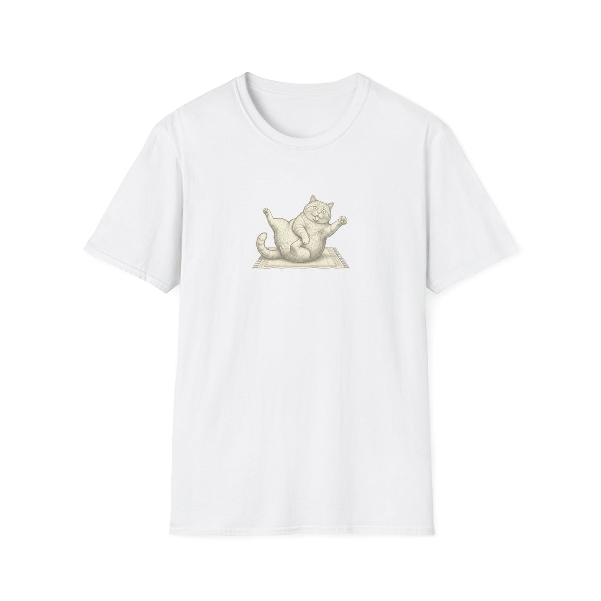 Black & White Clumsy Yoga Cat T-Shirt