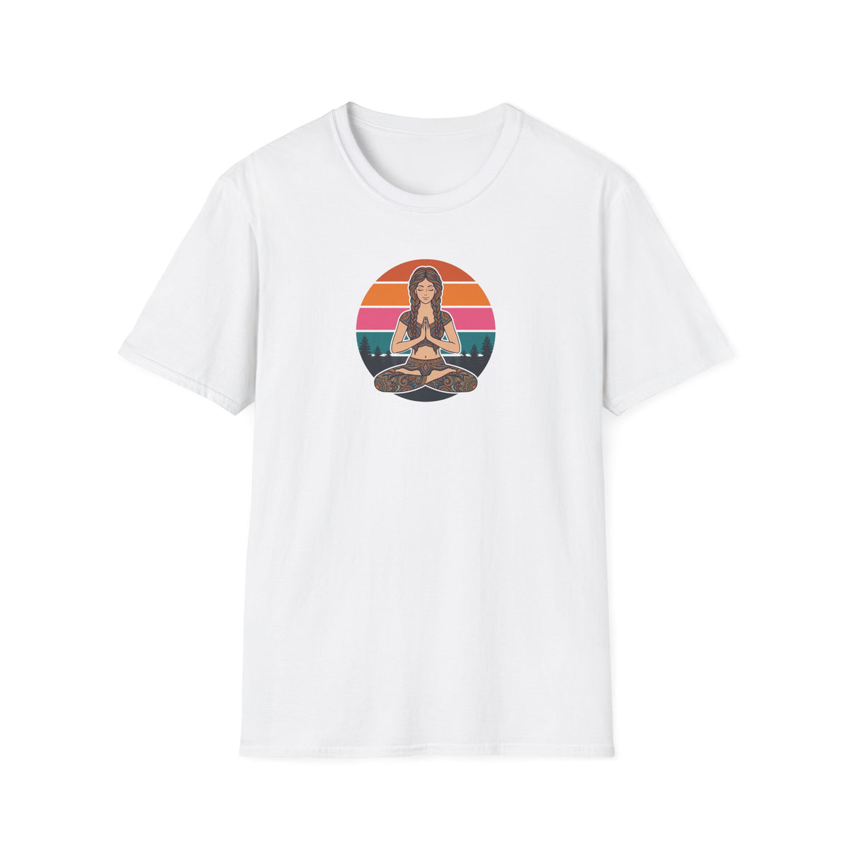 Retro Sunset Lotus Pose T-Shirt