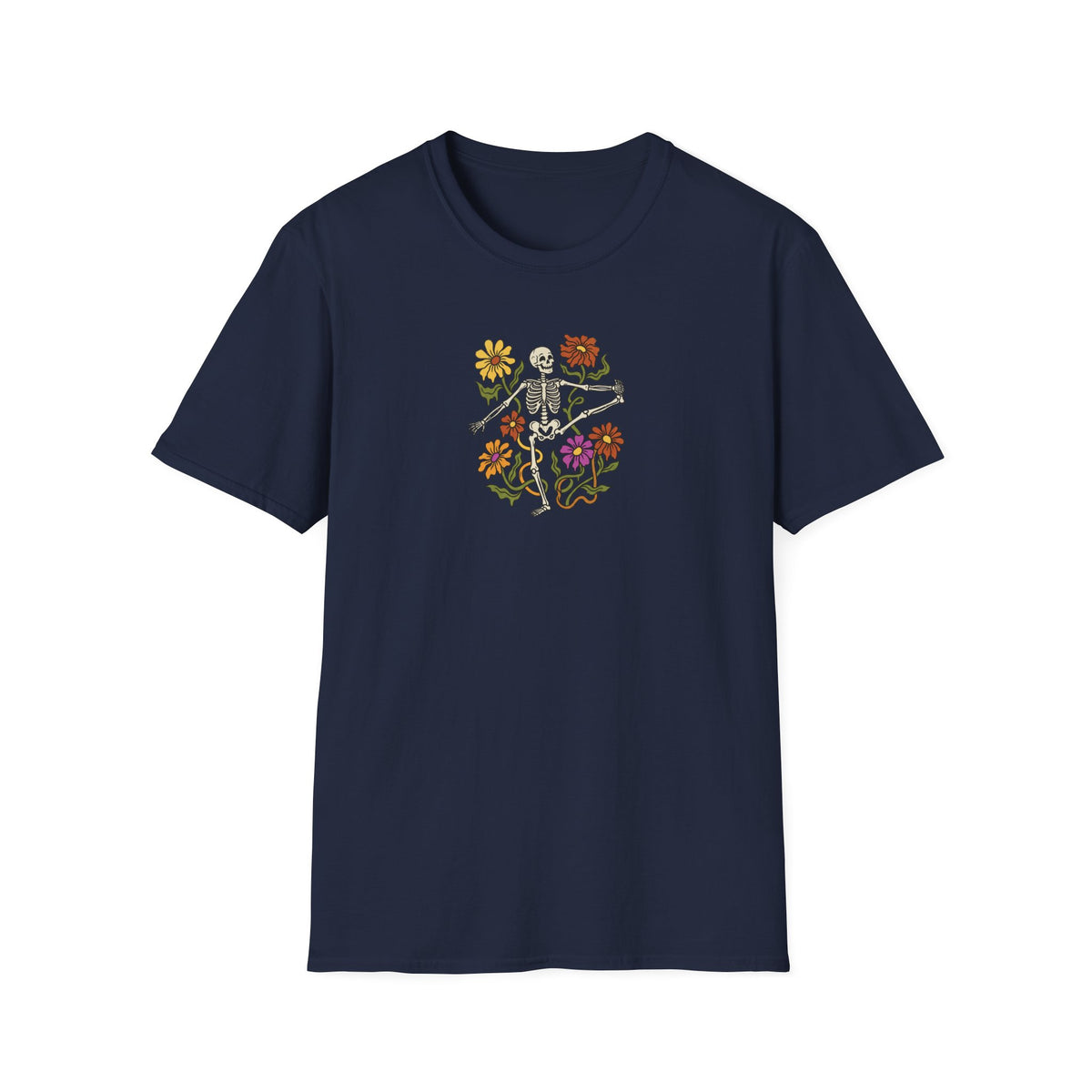 Retro Floral Yoga Skeleton T-Shirt