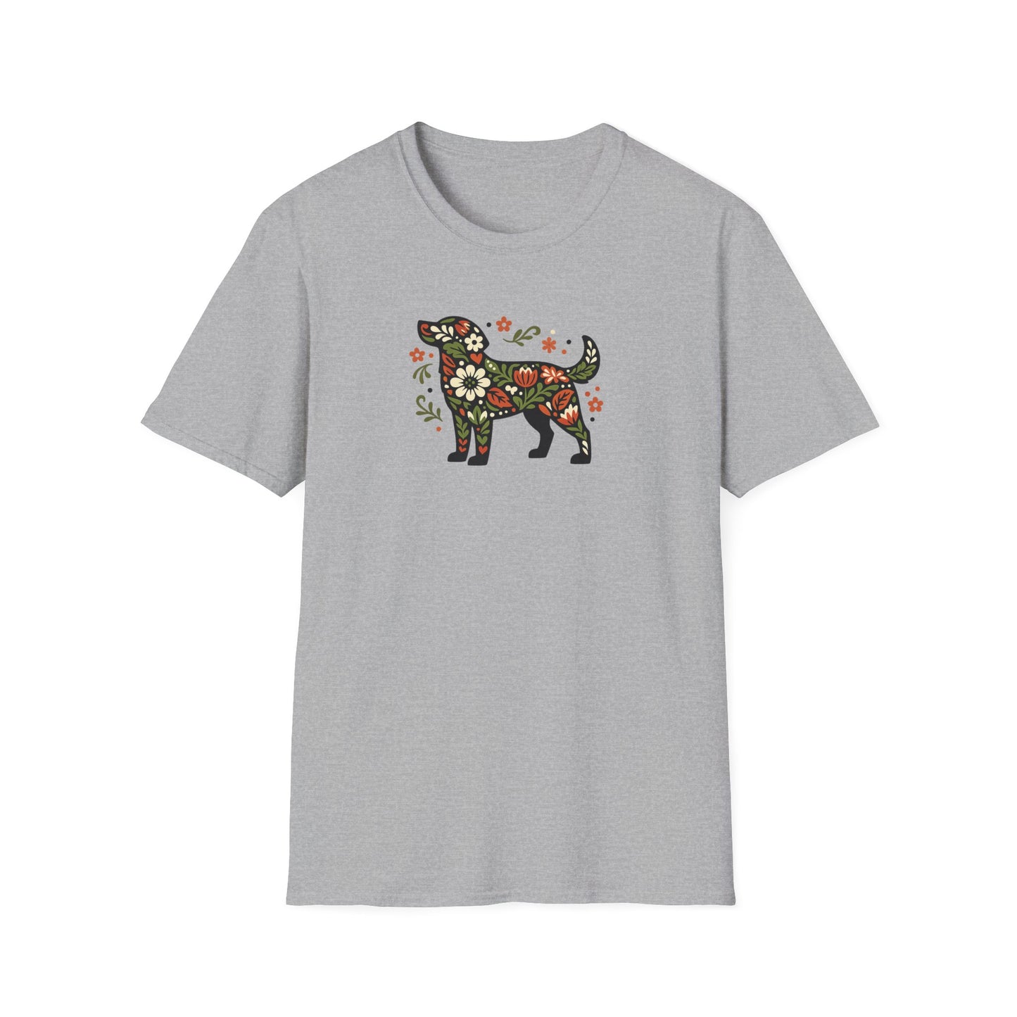 Floral Standing Dog T-Shirt