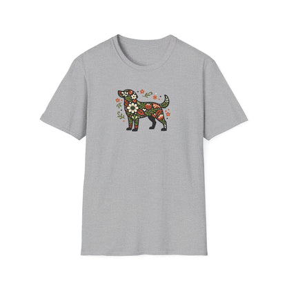 Floral Standing Dog T-Shirt