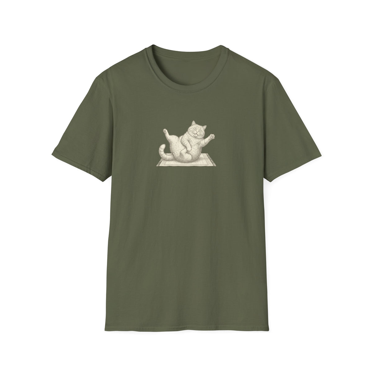 Black & White Clumsy Yoga Cat T-Shirt