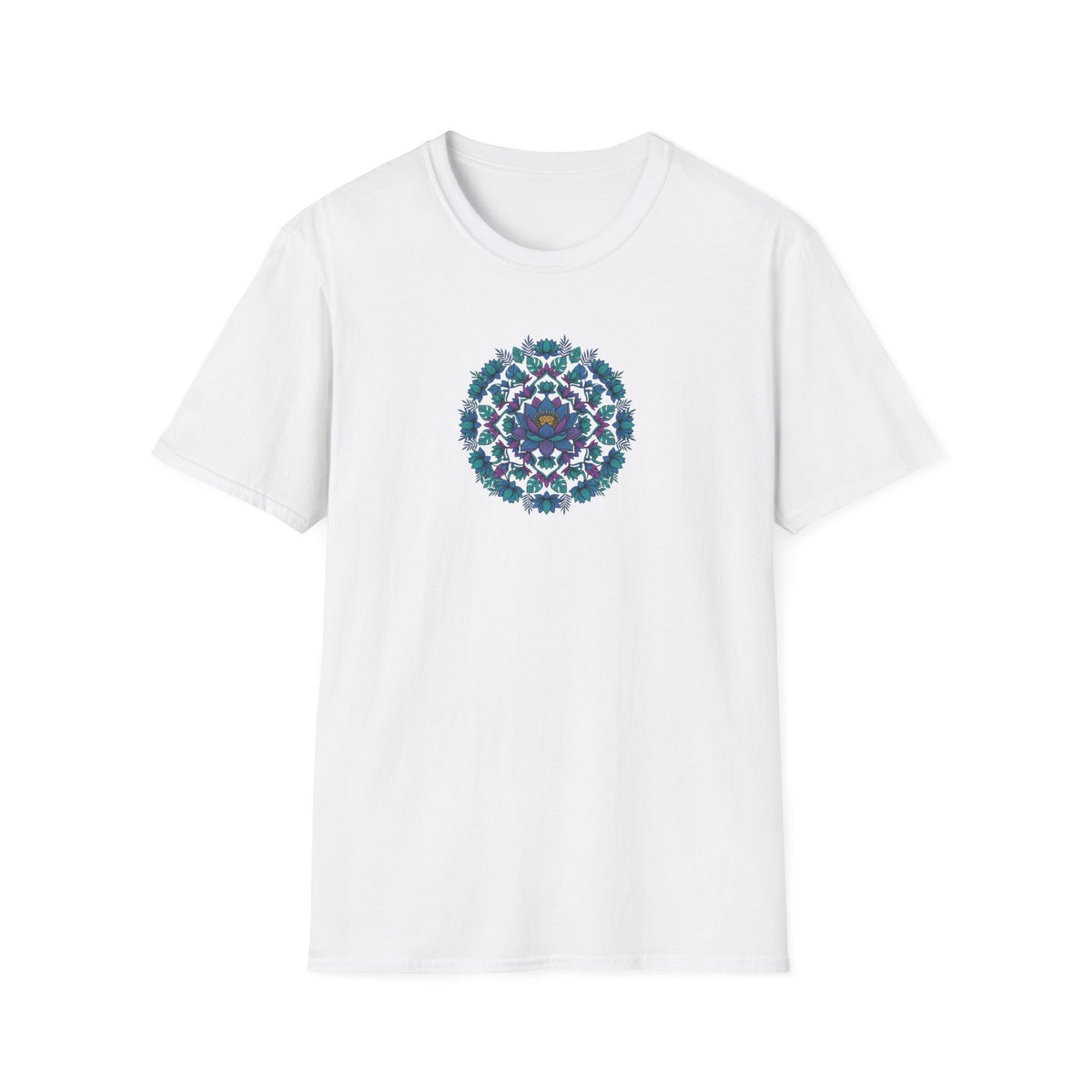 Blue Lotus Floral Mandala T-Shirt