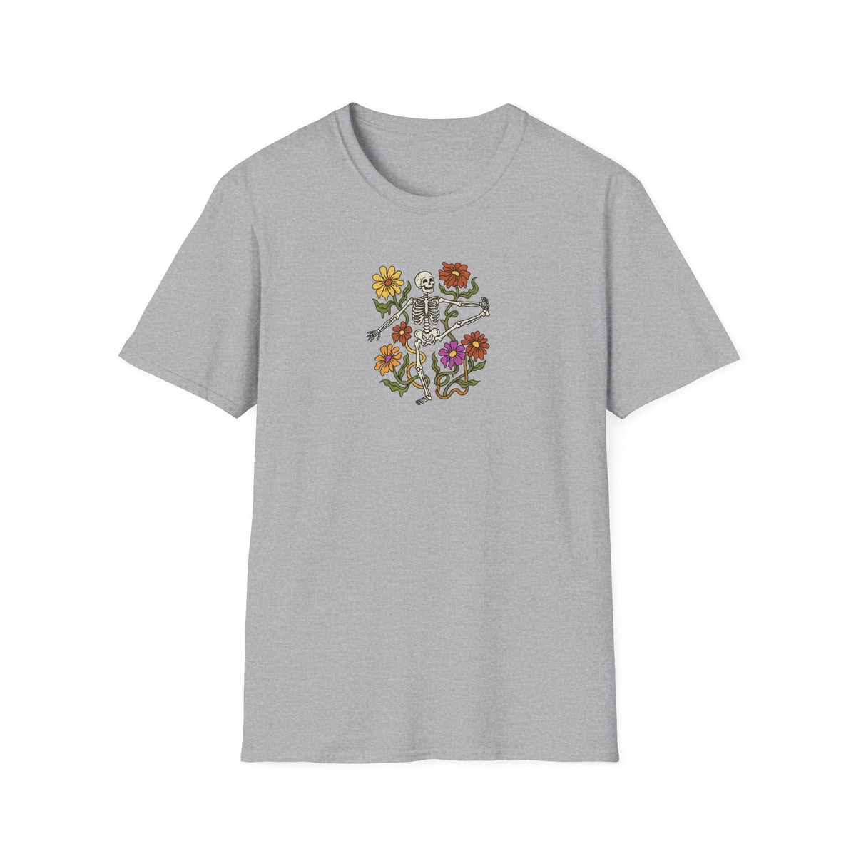 Retro Floral Yoga Skeleton T-Shirt