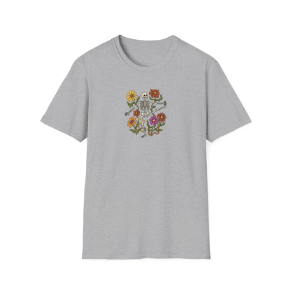 Retro Floral Yoga Skeleton T-Shirt