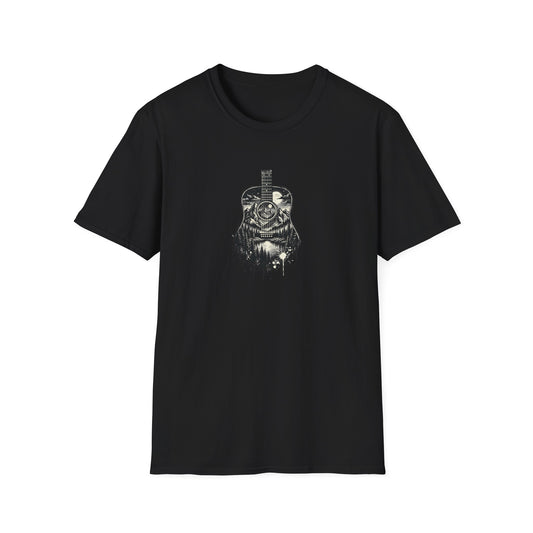 Black and White Mountain Guitar T-Shirt