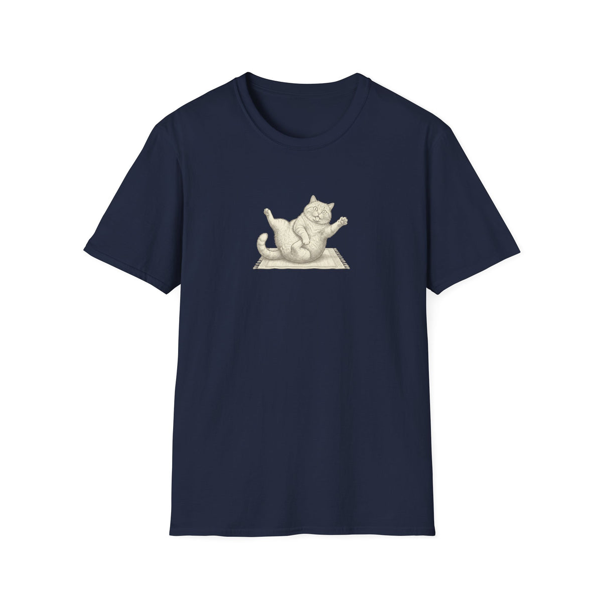 Black & White Clumsy Yoga Cat T-Shirt