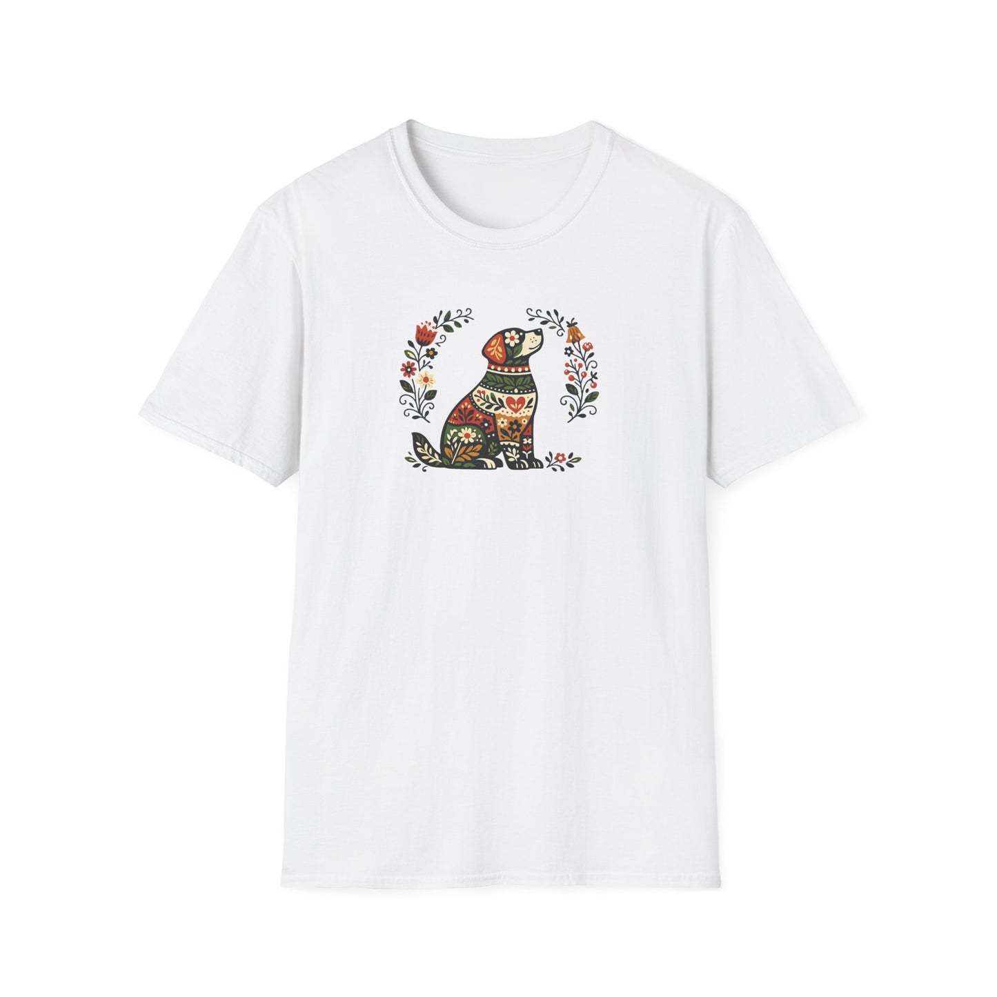 Floral Sitting Dog T-Shirt