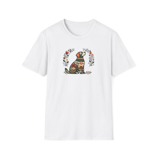 Floral Sitting Dog T-Shirt