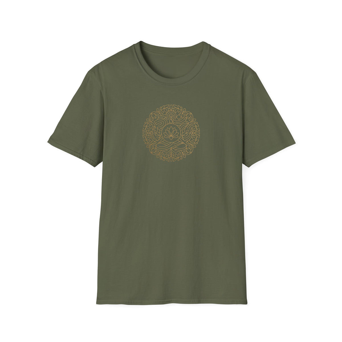Gold Line Art Lotus Mandala T-Shirt