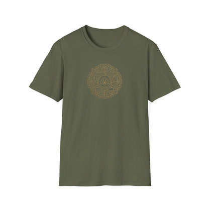 Gold Line Art Lotus Mandala T-Shirt