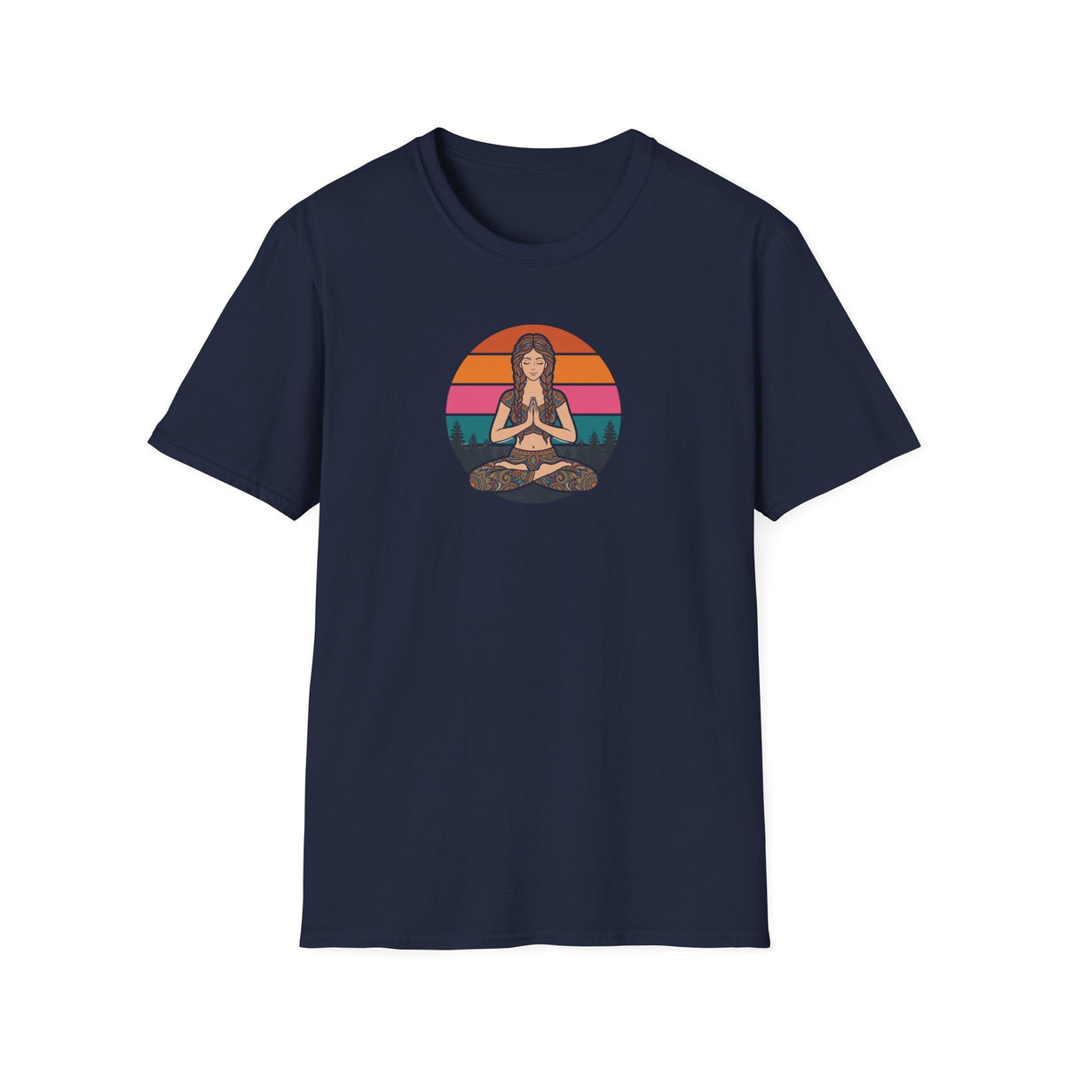 Retro Sunset Lotus Pose T-Shirt