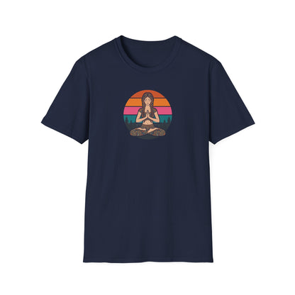 Retro Sunset Lotus Pose T-Shirt