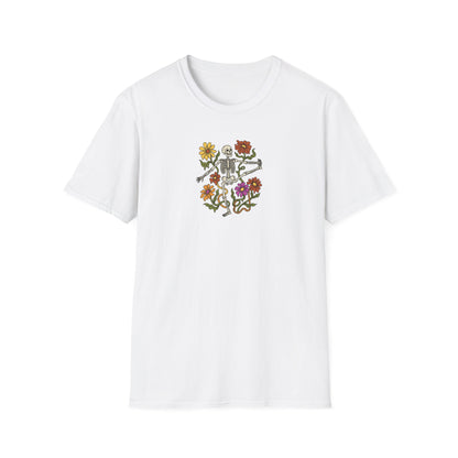 Retro Floral Yoga Skeleton T-Shirt