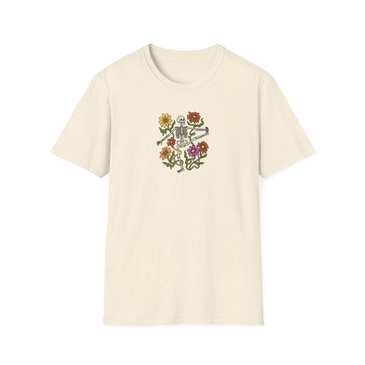 Retro Floral Yoga Skeleton T-Shirt