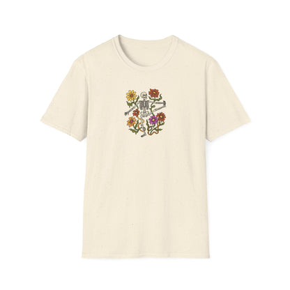 Retro Floral Yoga Skeleton T-Shirt