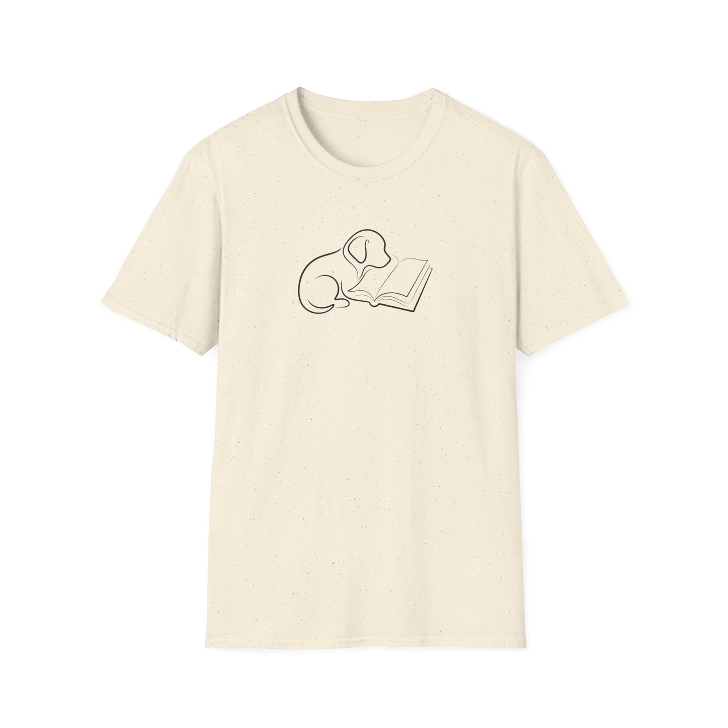 Line Art Dog with Book T-Shirt