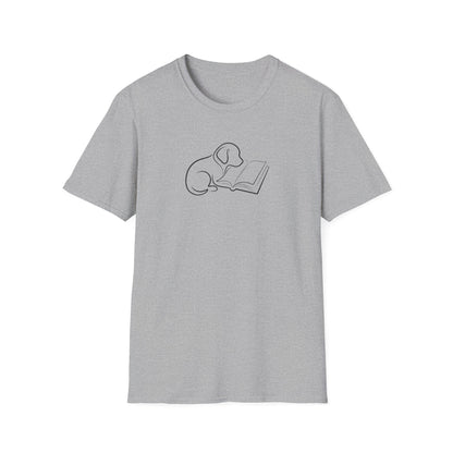 Line Art Dog with Book T-Shirt