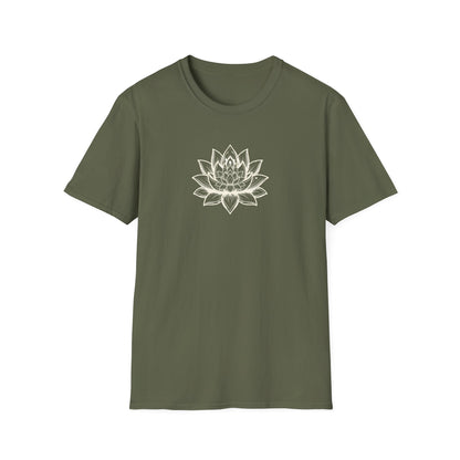 Monochrome Zen Lotus Flower T-Shirt