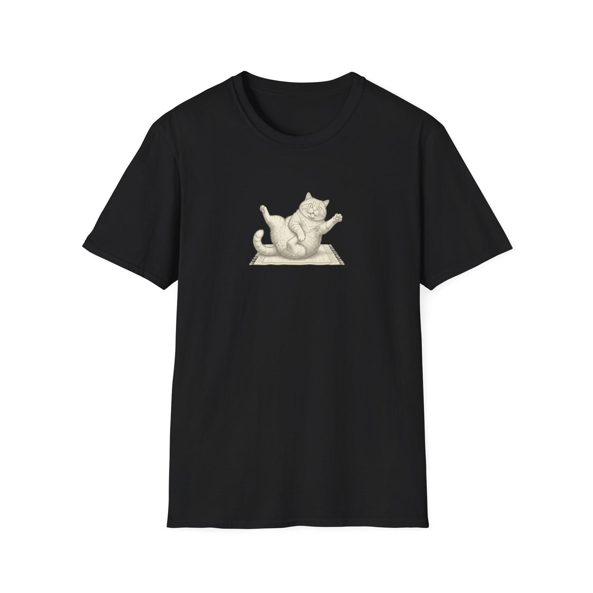 Black & White Clumsy Yoga Cat T-Shirt