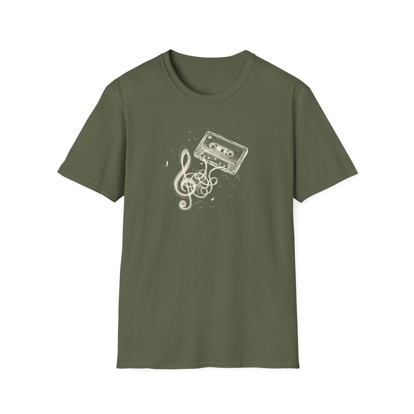 Drawn Music Note Cassette T-Shirt