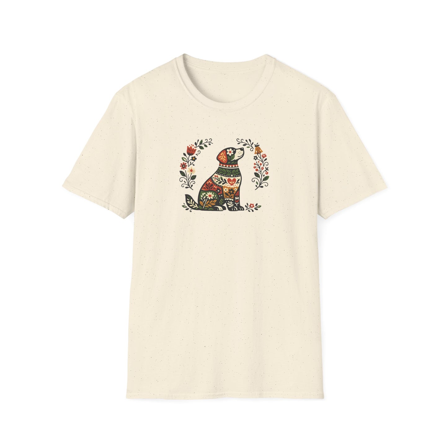 Floral Sitting Dog T-Shirt