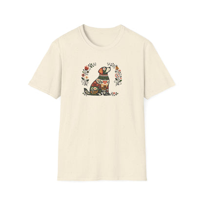 Floral Sitting Dog T-Shirt