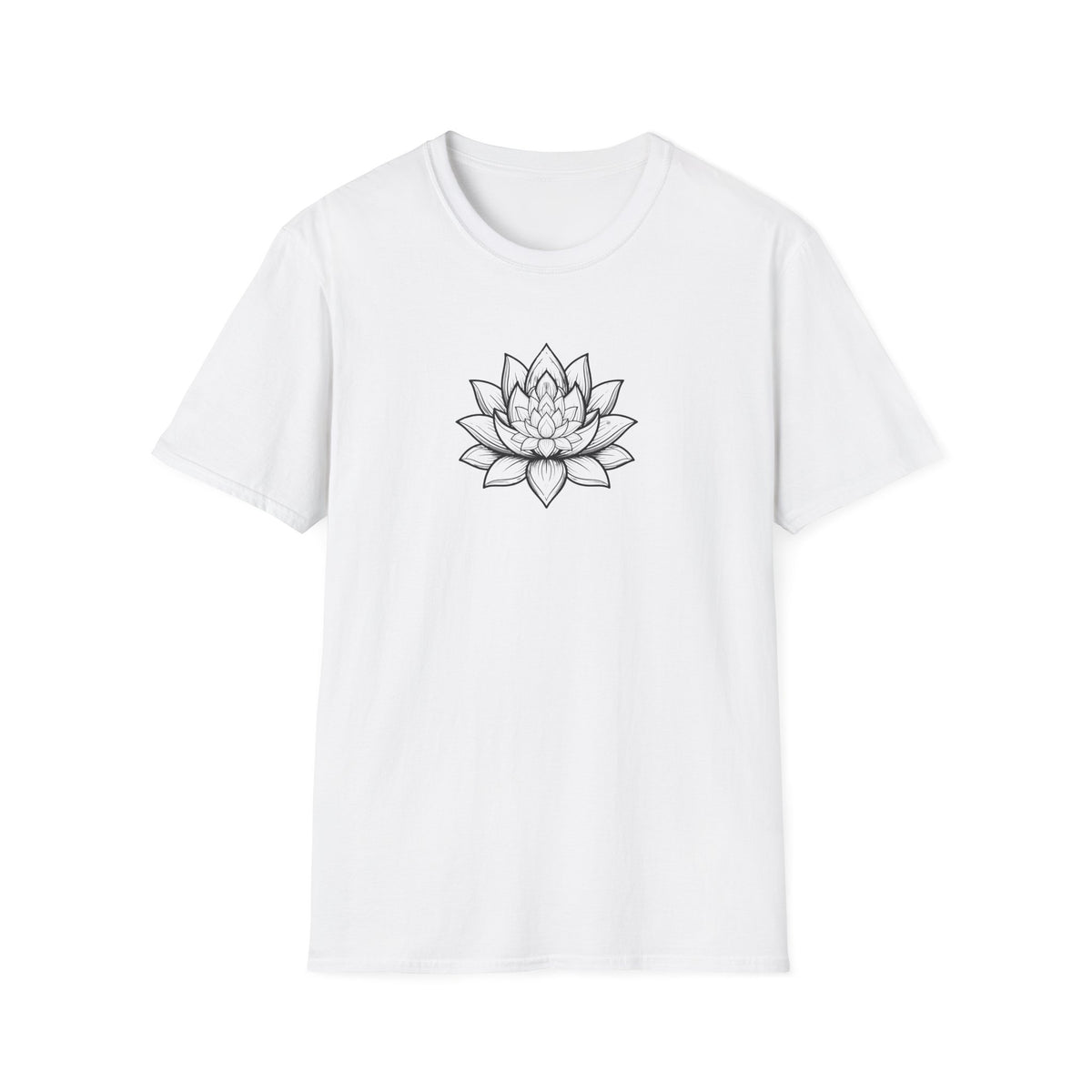Monochrome Zen Lotus Flower T-Shirt