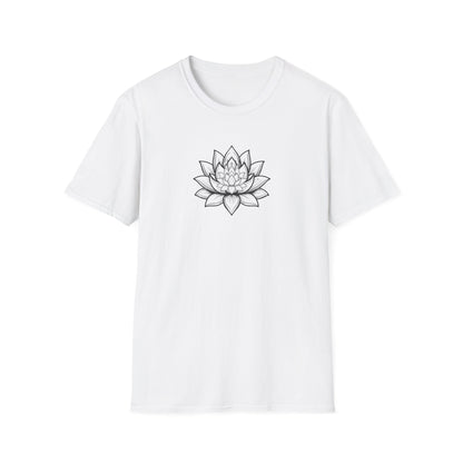 Monochrome Zen Lotus Flower T-Shirt