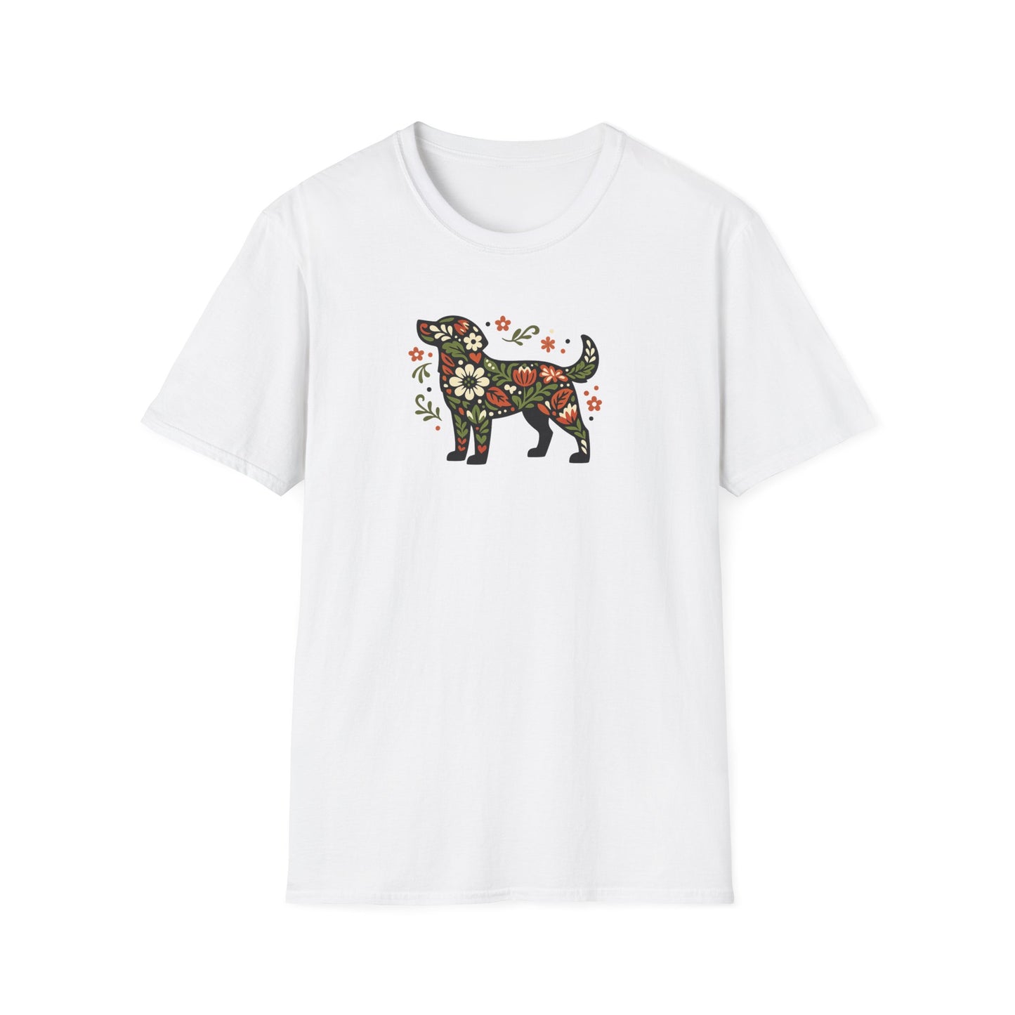 Floral Standing Dog T-Shirt
