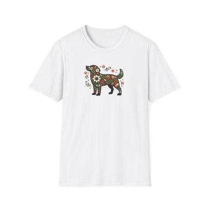 Floral Standing Dog T-Shirt