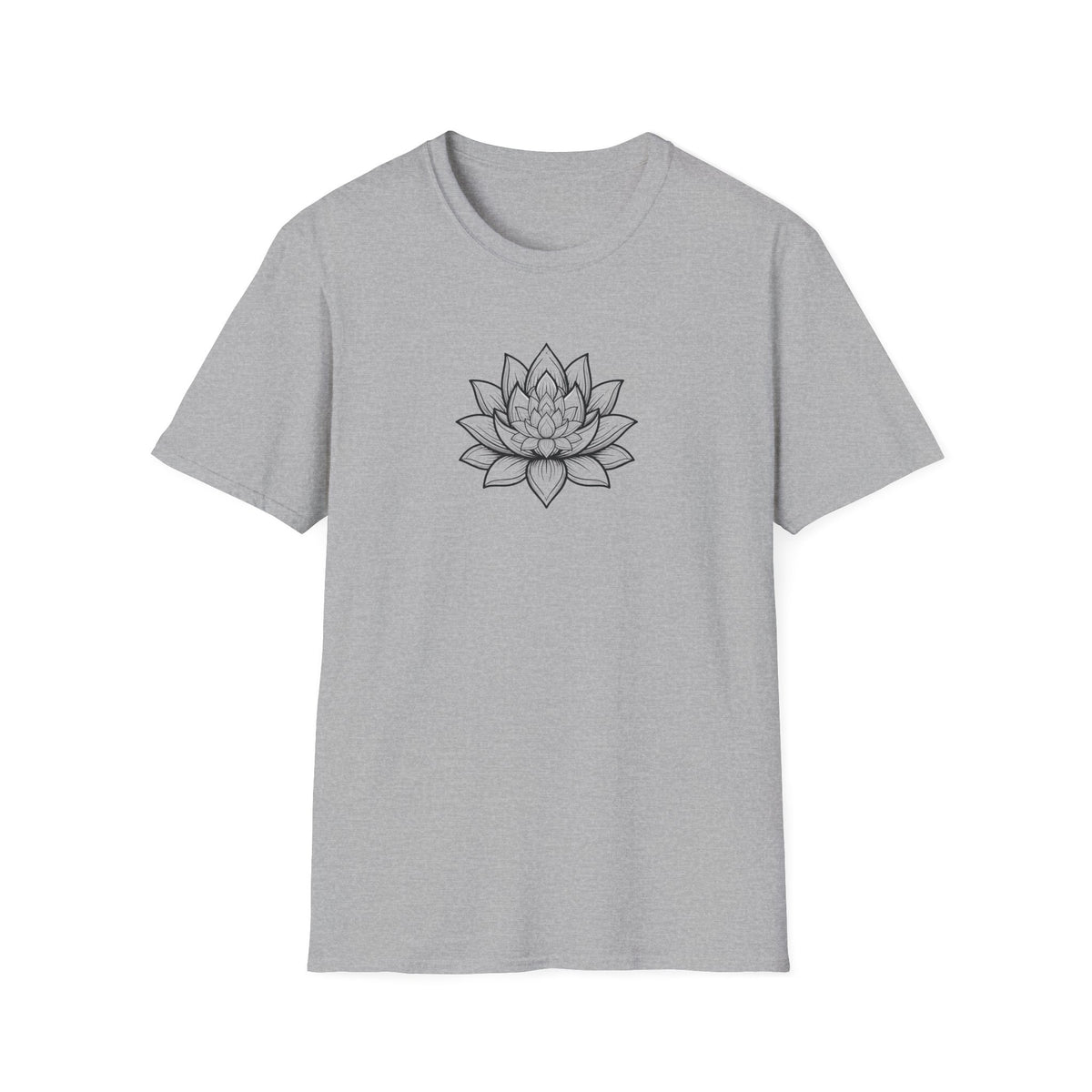 Monochrome Zen Lotus Flower T-Shirt
