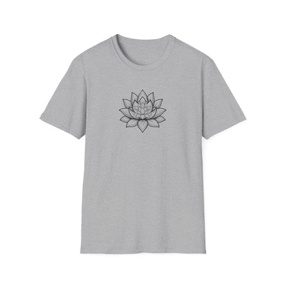 Monochrome Zen Lotus Flower T-Shirt