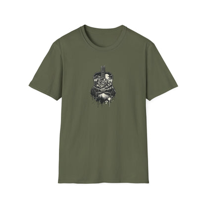 Black and White Mountain Guitar T-Shirt