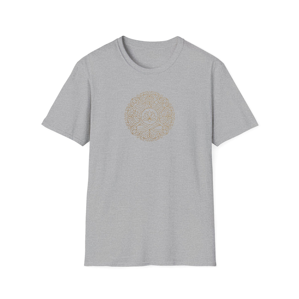 Gold Line Art Lotus Mandala T-Shirt